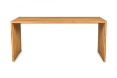 Contemporary Raw Oak Bracket Desk and Rolling Tabouret Set