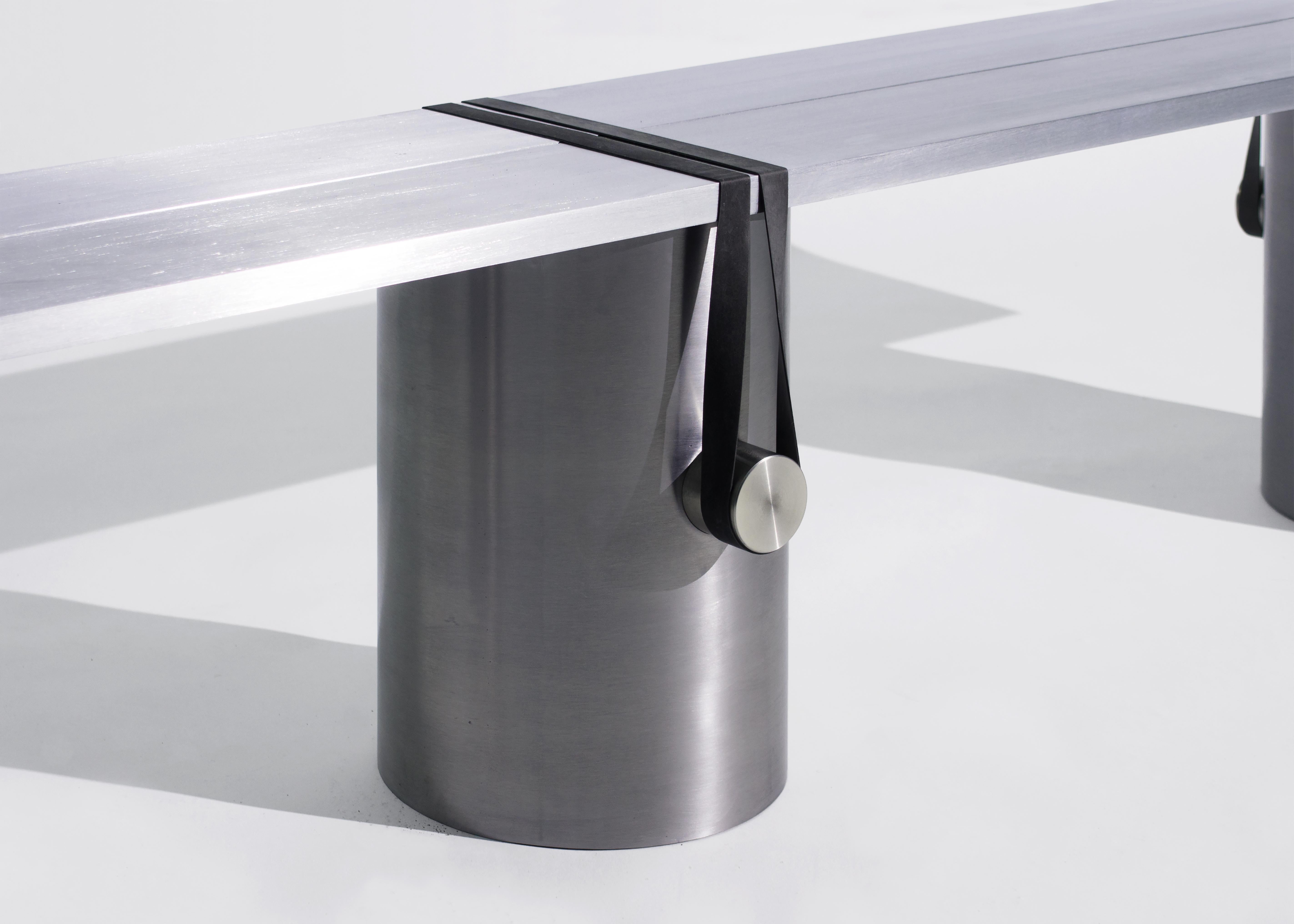Modern Contemporary RB02 Bench in Steel, Stainless Steel and Aluminium For Sale