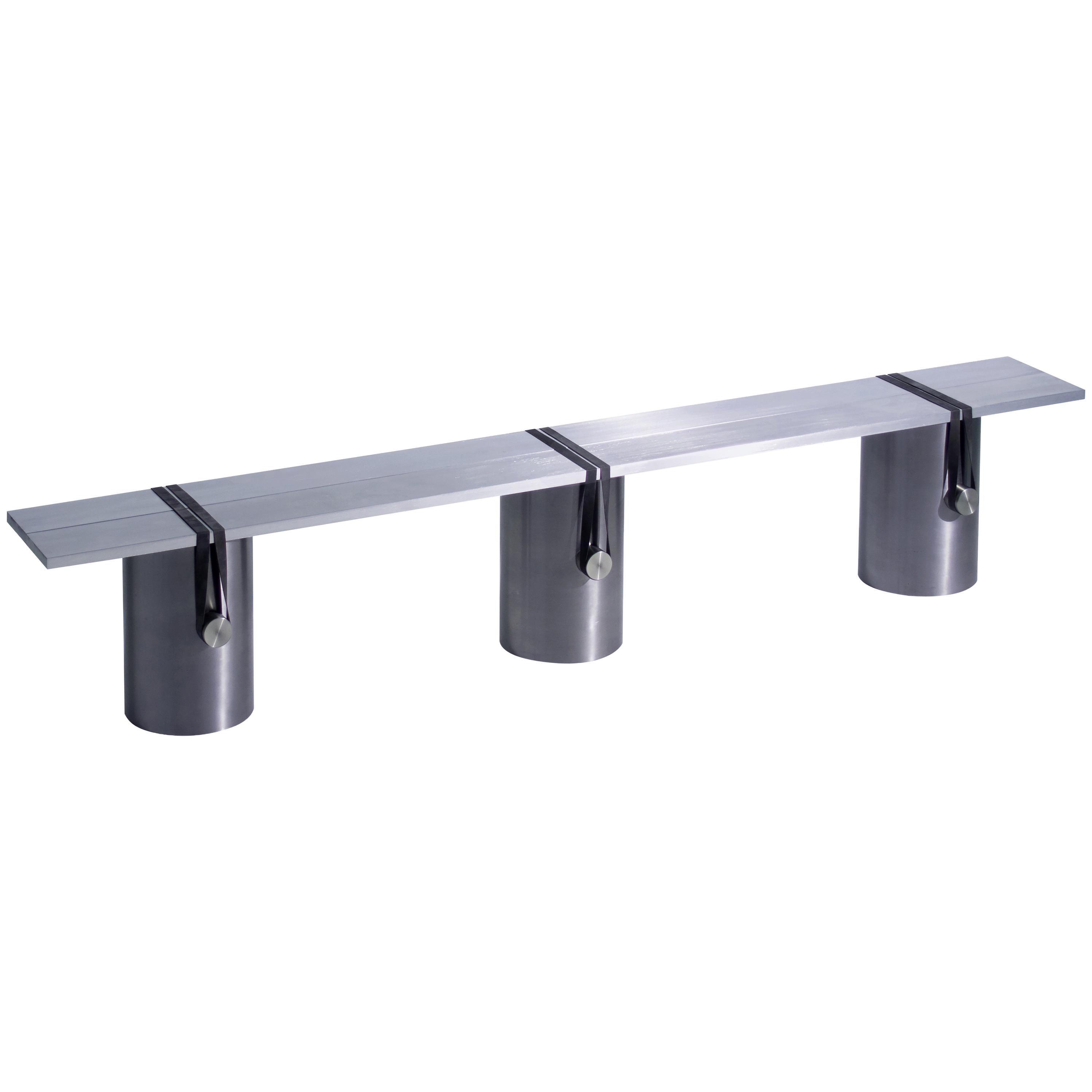Contemporary RB02 Bench in Steel, Stainless Steel and Aluminium For Sale