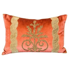 Contemporary Rebecca Vizard Red Velvet Pillows with Metallic Embroidery