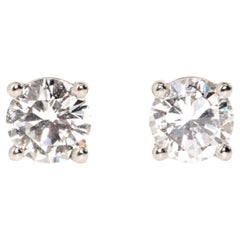 Contemporary Reclaimed 0.45 Carat Diamond Platinum Stud Style Earrings