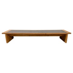 Contemporary Reclaimed Oak and Leather Bench