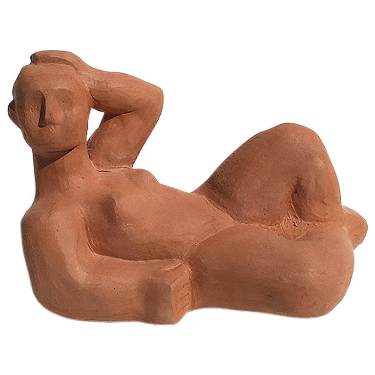 Contemporary Reclining Terracotta Sculpture of a Woman, 2019