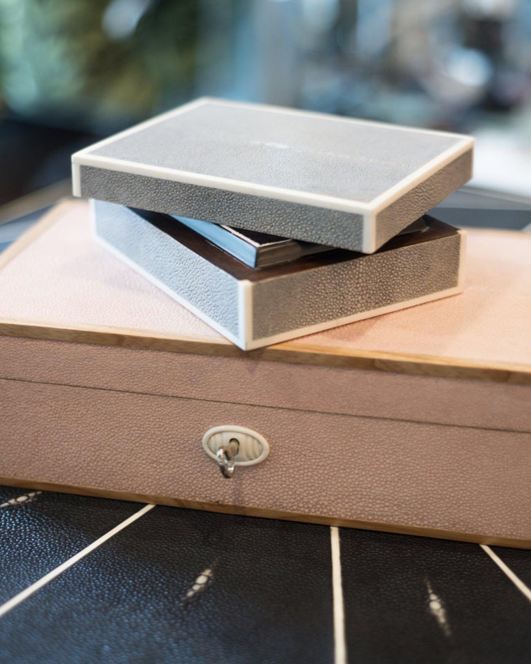 Contemporary Rectangular Authentic Shagreen Pink Covered Box at 1stDibs