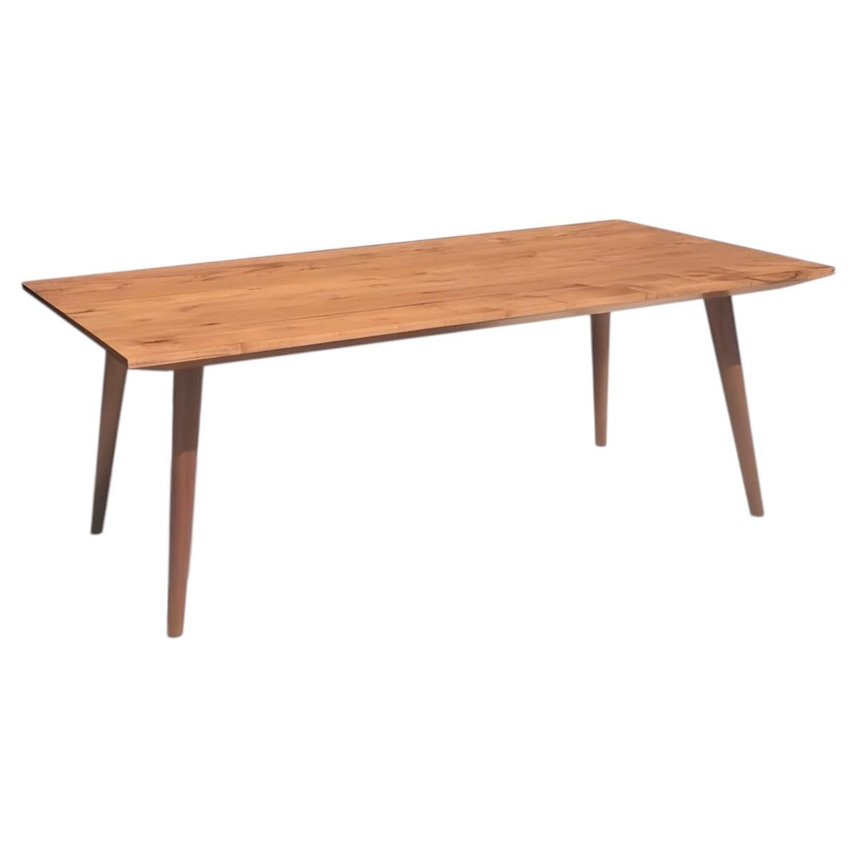 Contemporary Rectangular Coffee Table, Turned Legs, White Oak For Sale