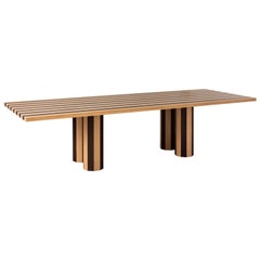 Contemporary Rectangular Cooperage Dining Table in Striped Oak by Fort Standard 