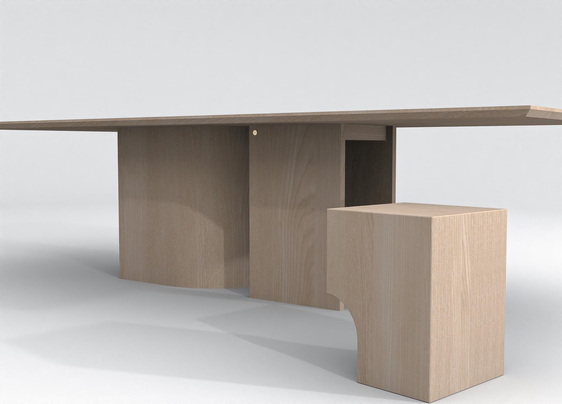 Belga tavolo da pranzo rettangolare contemporaneo in legno di frassino naturale - barh shadow table in vendita