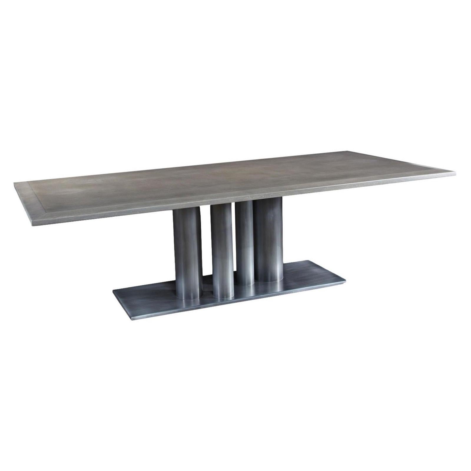 1957 Handcrafted Black Oak Rectangular Dining Table For Sale at 1stDibs