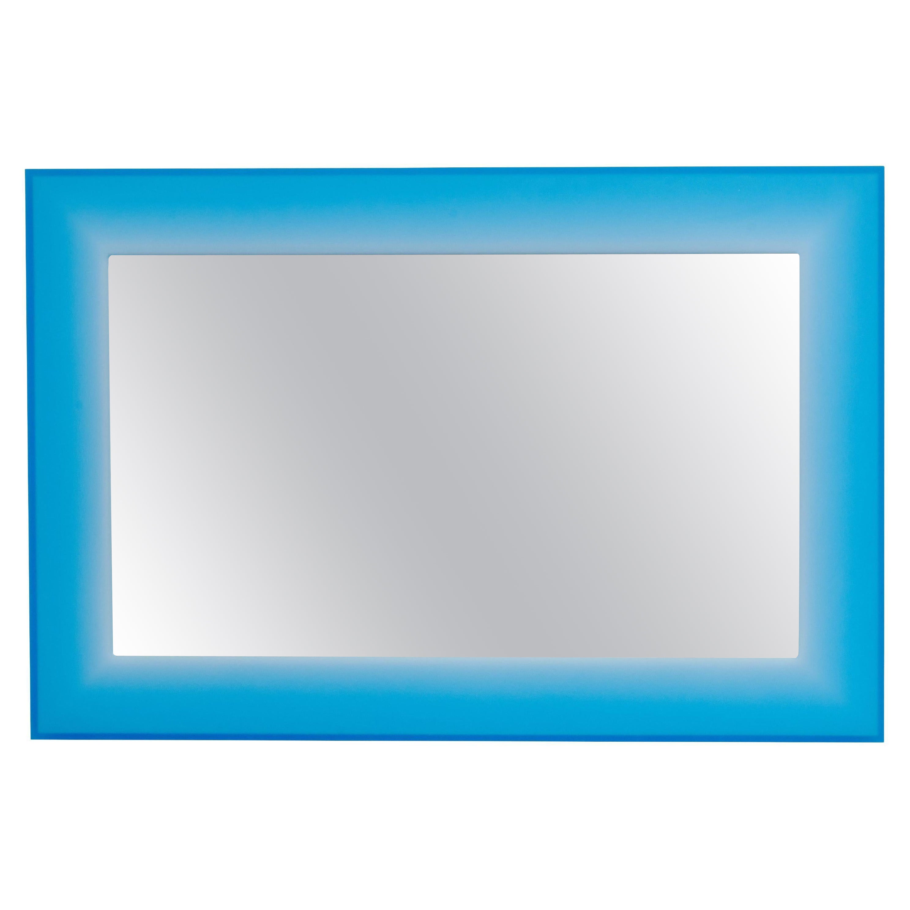 Specchio rettangolare contemporaneo in resina epossidica blu sfumato di Facture in vendita