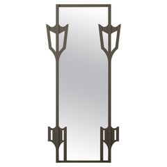 Contemporary Rectangular Floor Mirror Moss Grey Matte Lacquer