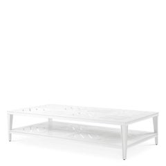 Contemporary Rectangular Garden Coffee Table in White Aluminium
