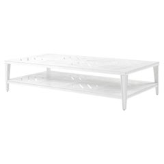 Contemporary Rectangular Garden Coffee Table in White Aluminium