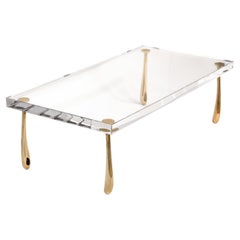 Contemporary Rectangular, Jupiter Low Table Bronze and Cast Acrylic Coffee Table