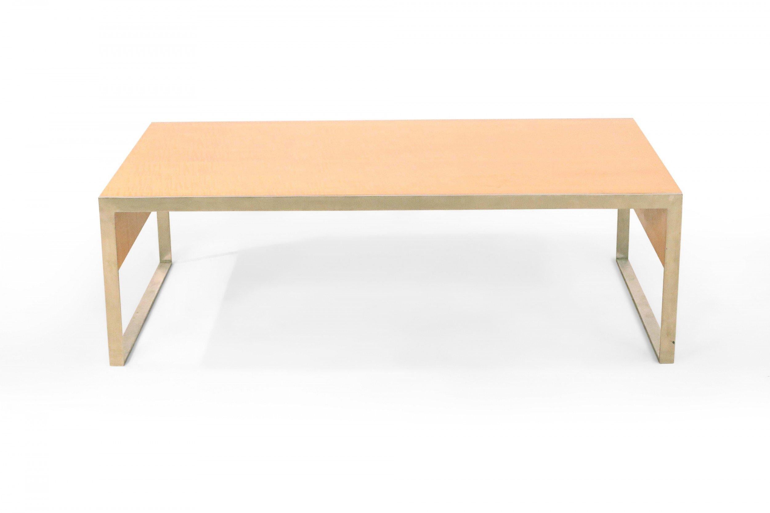 Contemporary Rectangular Maple and Steel Coffee Table For Sale 2