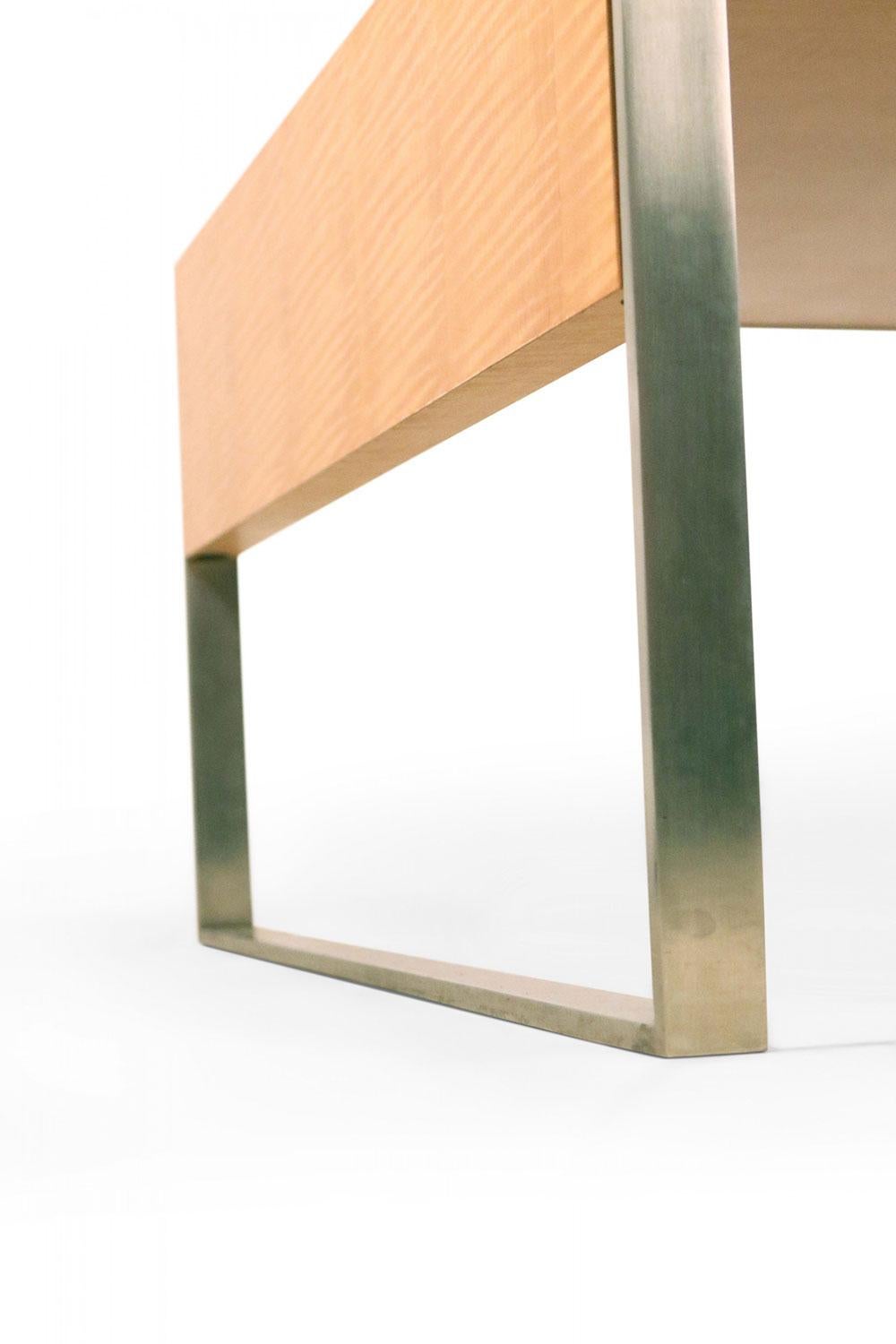 Contemporary Rectangular Maple and Steel Coffee Table en vente 3