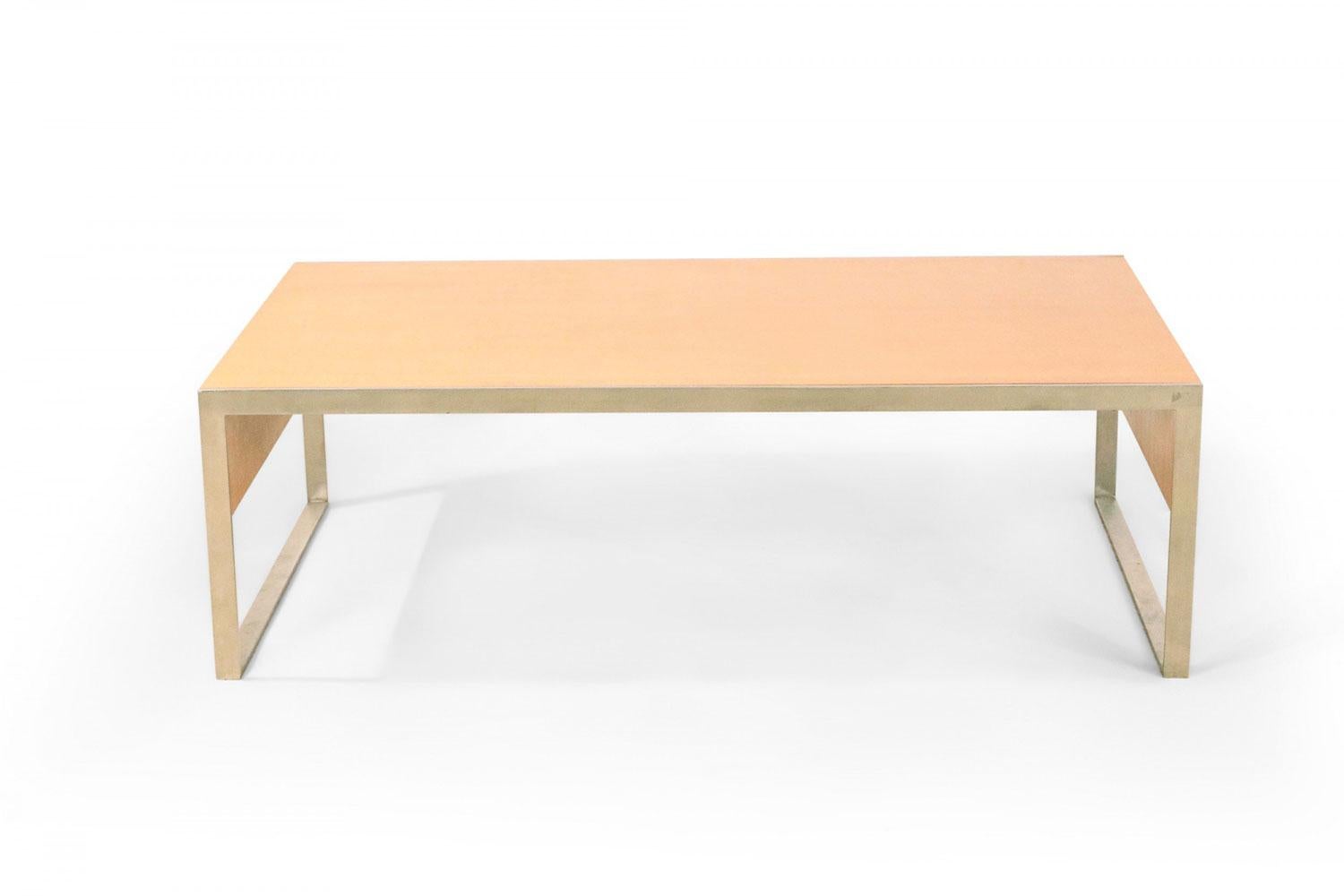 Américain Contemporary Rectangular Maple and Steel Coffee Table en vente