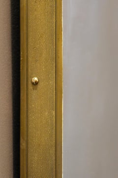 Contemporary Rectangular Mirror Round Edges & Embossed Brass Frame Large