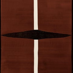 Contemporary Rectangular Rug Geometric Pattern Brown, Dark Red, Black & White
