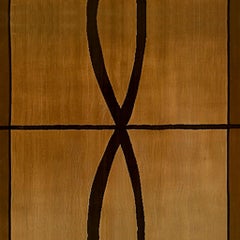 Contemporary Rectangular Rug Modern Pattern Brown, Yellow Mustard & Neutral