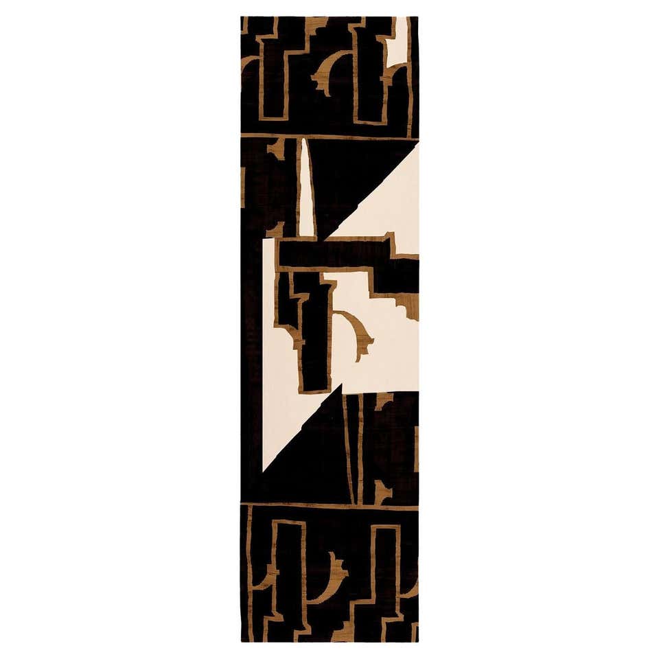 Contemporary Rectangular Rug Abstract Pattern Black, Yellow Mustard and ...