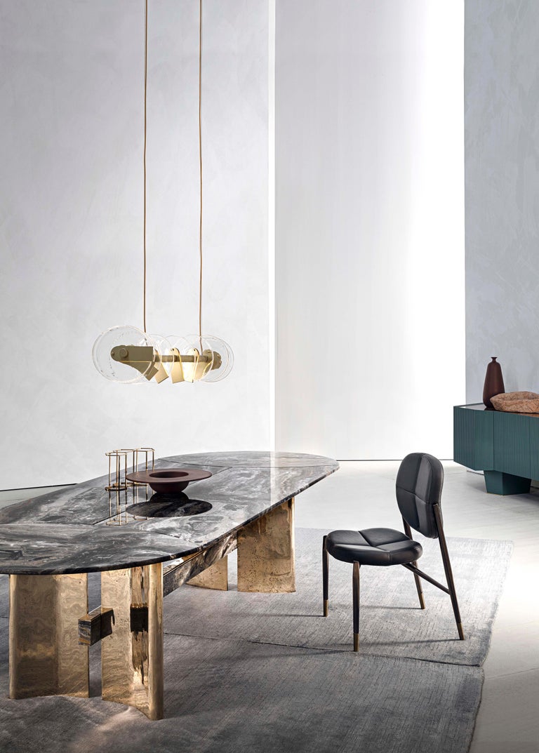 Contemporary Rectangular Table by Hessentia with Marble Top and Metal