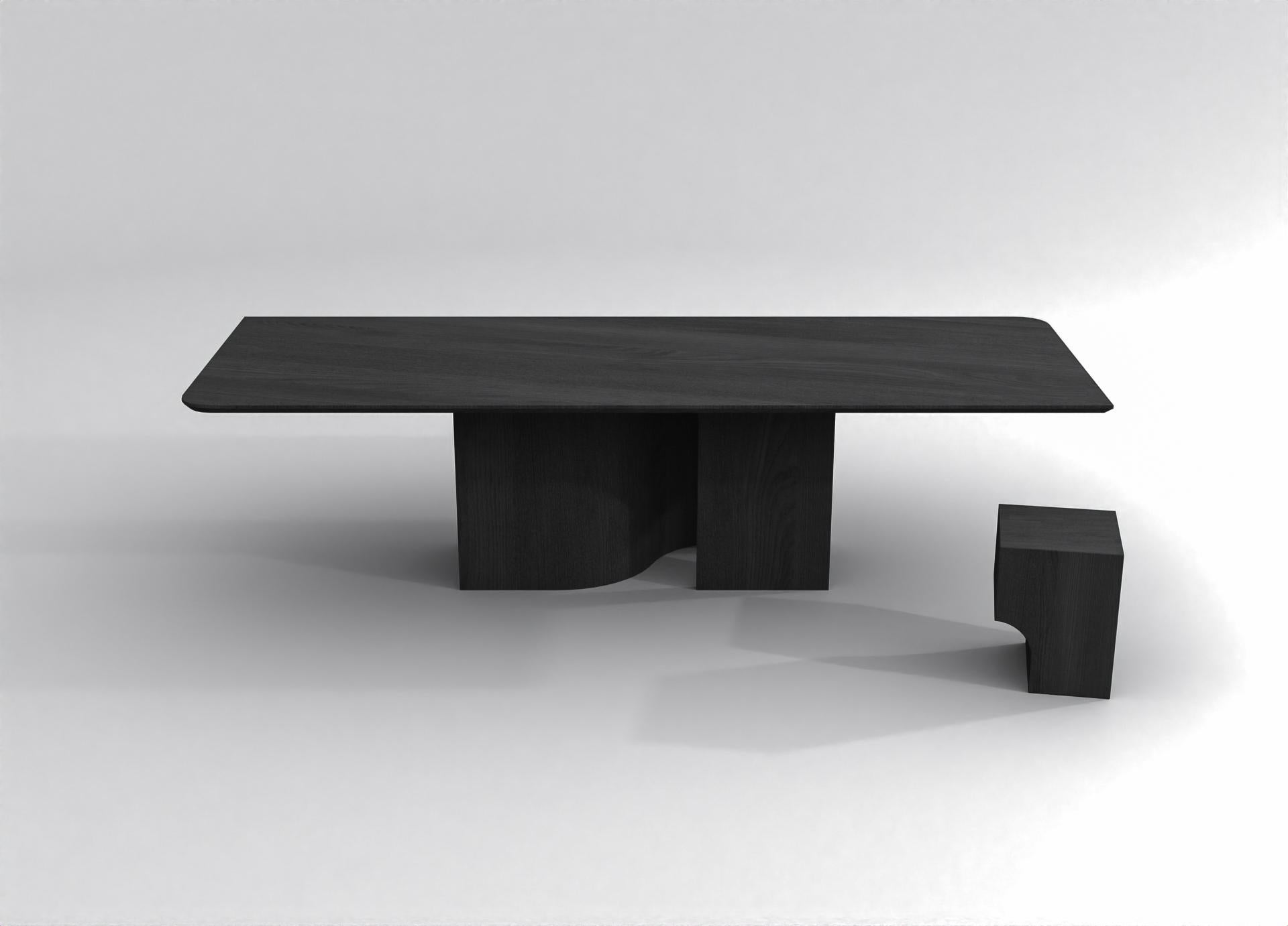 Other contemporary rectangular table in black stained ash wood - barh shadow table For Sale
