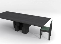contemporary rectangular table in black stained ash wood - barh skyline table