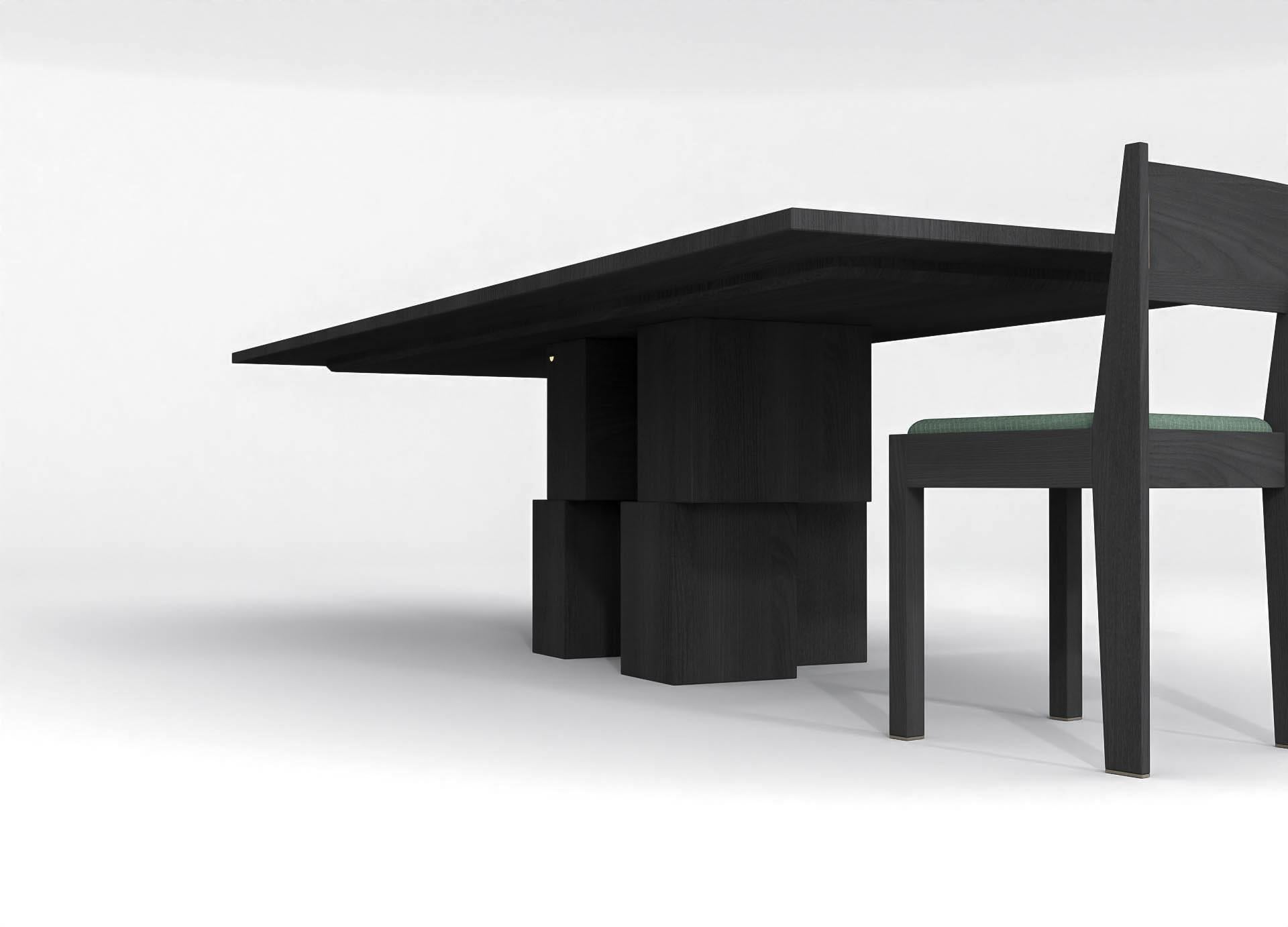 contemporary rectangular table in black stained ash wood - barh skyline table In New Condition For Sale In Antwerp, Antwerp