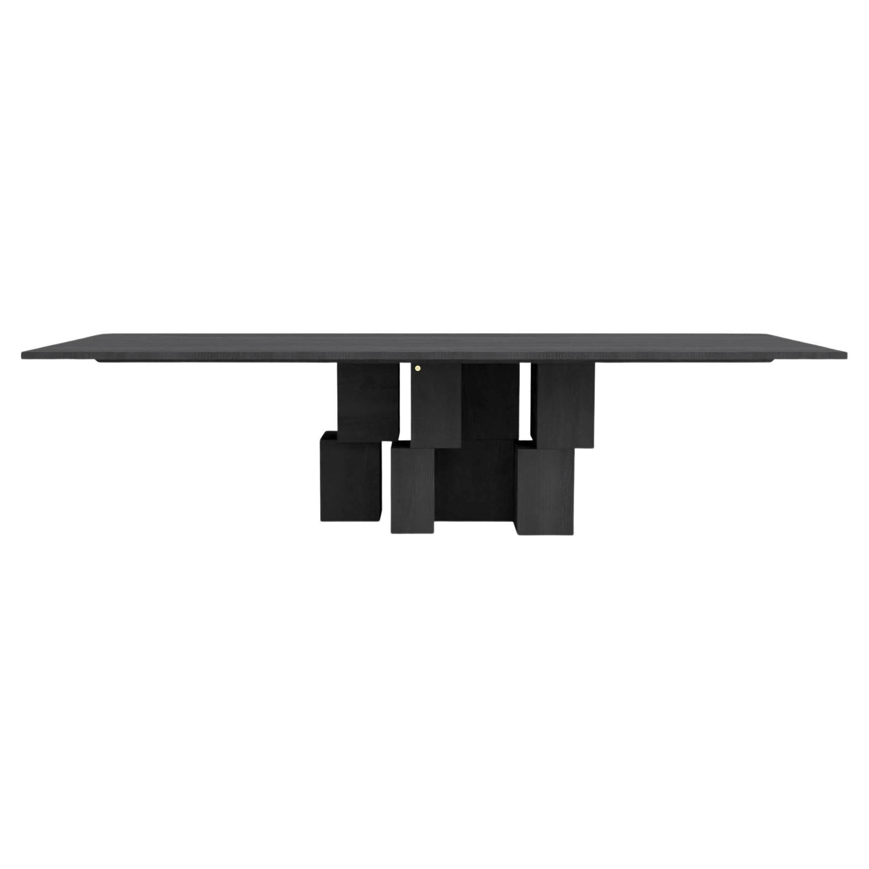 mesa rectangular contemporánea de madera de fresno teñida de negro - mesa barh skyline