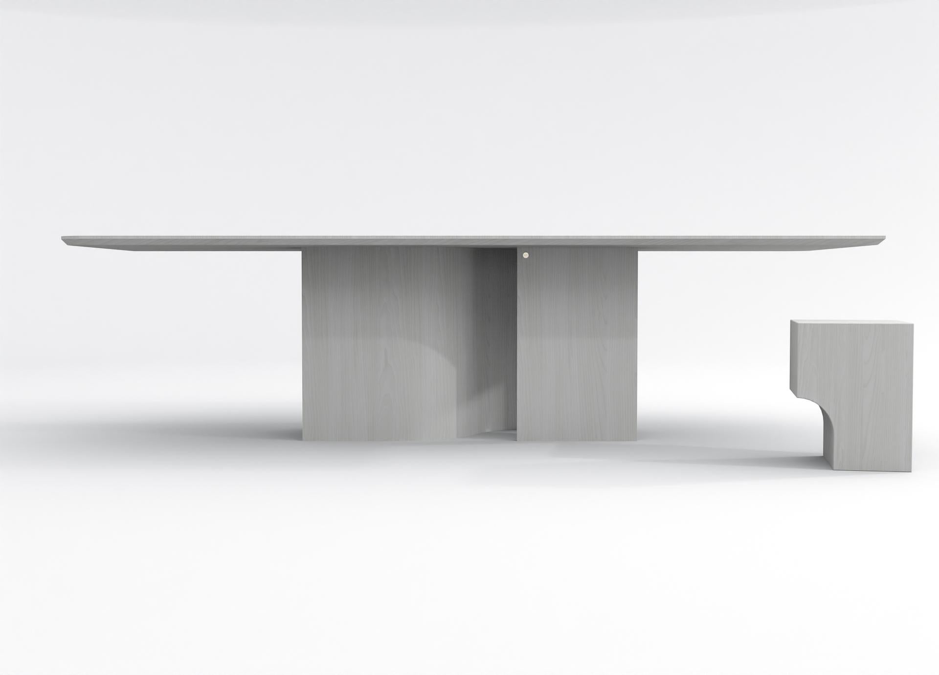 Other contemporary rectangular table in whitewashed ash wood - barh shadow table For Sale