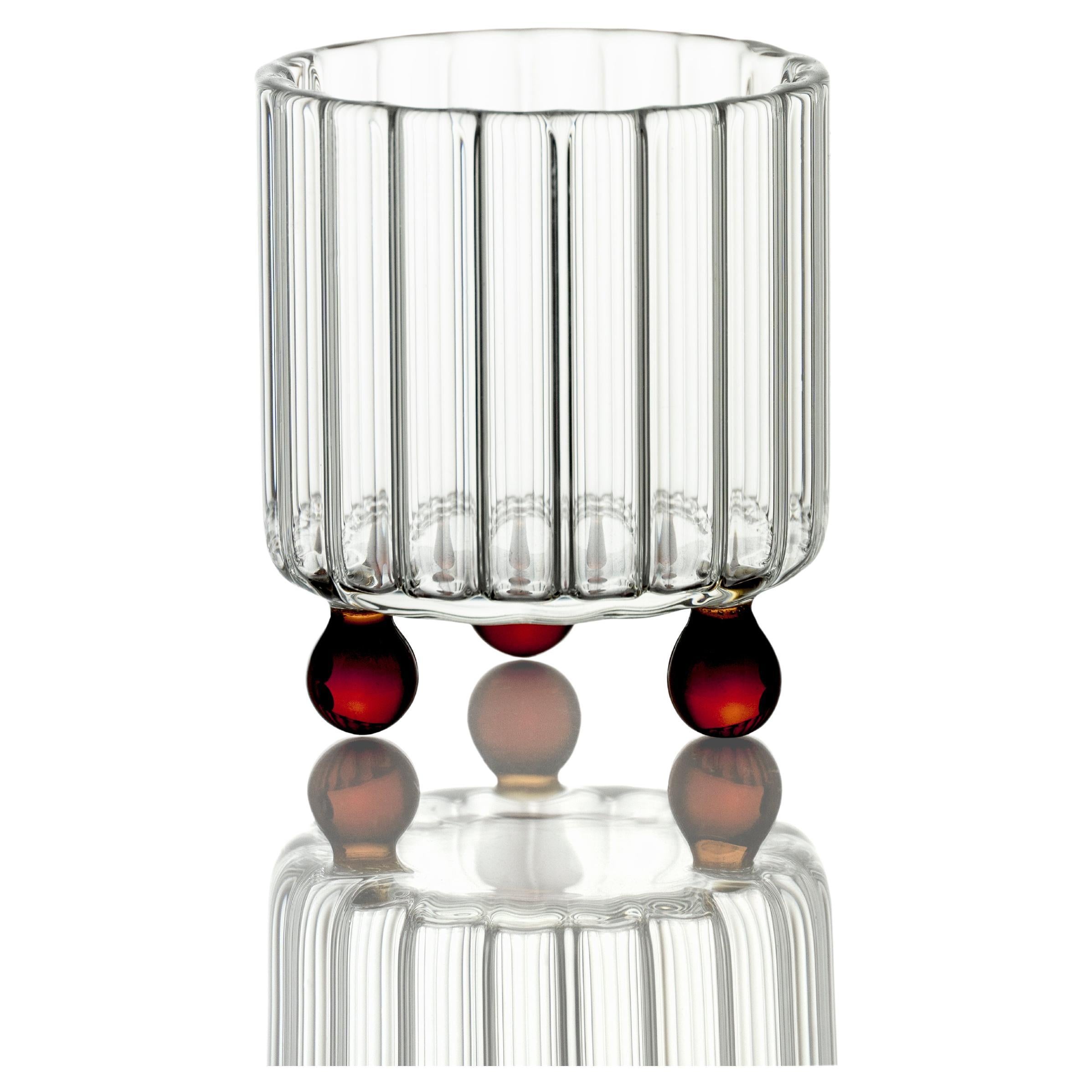 Contemporary Red Amber Lowball Glas von Agustina Bottoni - Handgefertigt in Italien