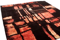 Rug & Kilim's Art Deco Rug in Red and Black Geometric Pattern