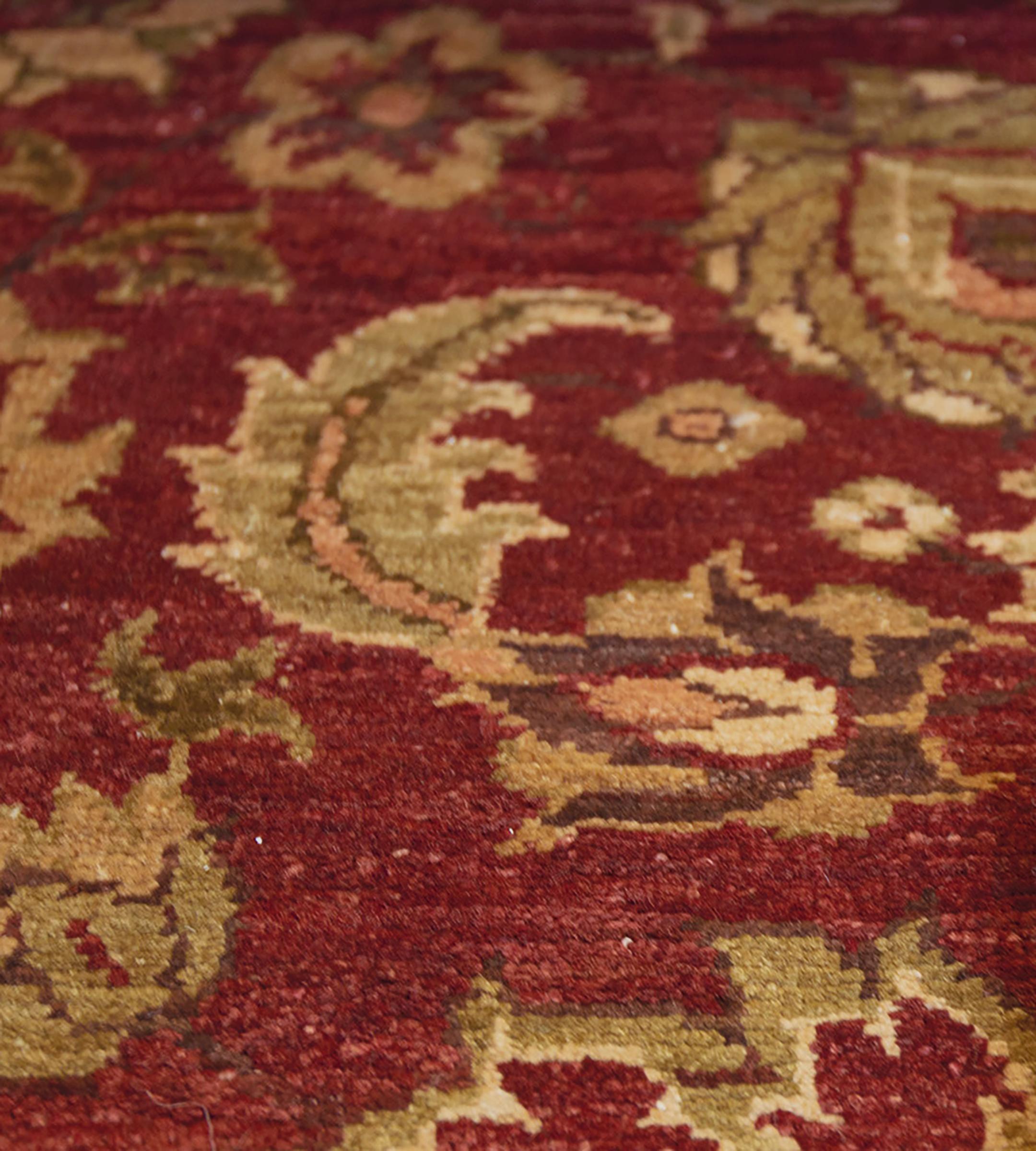 Contemporary Red and Gold Floral Handgewebter Agra Style Teppich (21. Jahrhundert und zeitgenössisch) im Angebot
