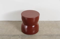 Contemporary Red Bean Lacquer Low Empire Drumstool by Robert Kuo