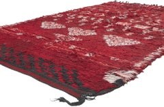 Alfombra marroquí vintage roja talsintada, acogedora boho chic con estilo maximalista