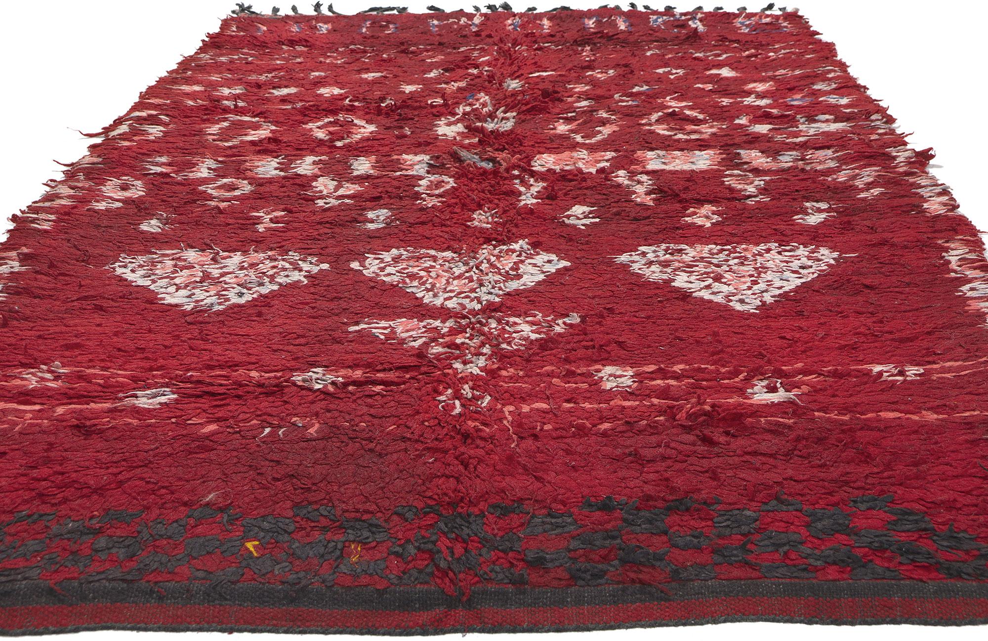 Mid-Century Modern Vintage Red Talsint Moroccan Rug, Cozy Boho Chic Meets Maximalist Style For Sale