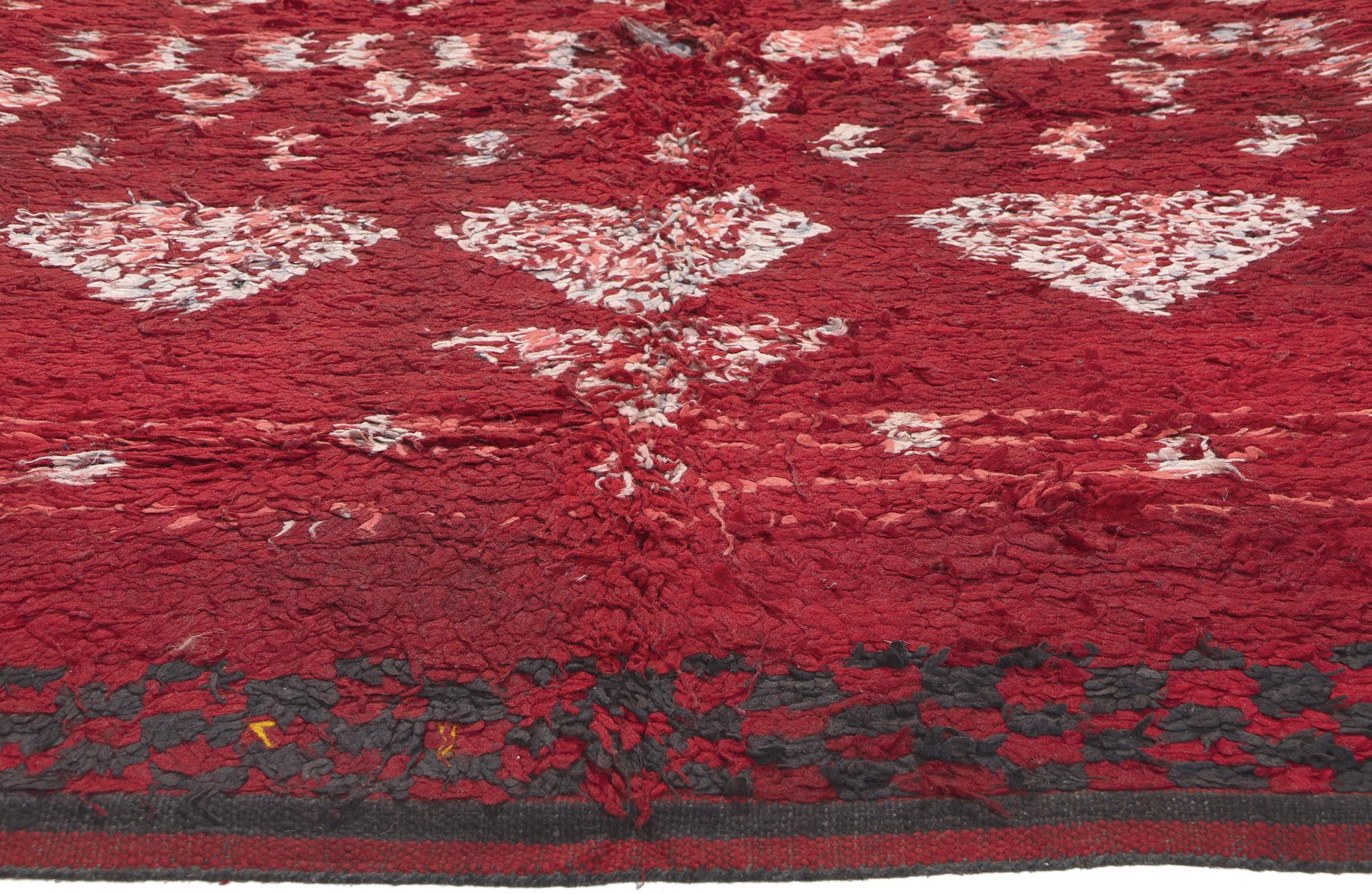 Hand-Knotted Vintage Red Talsint Moroccan Rug, Cozy Boho Chic Meets Maximalist Style For Sale