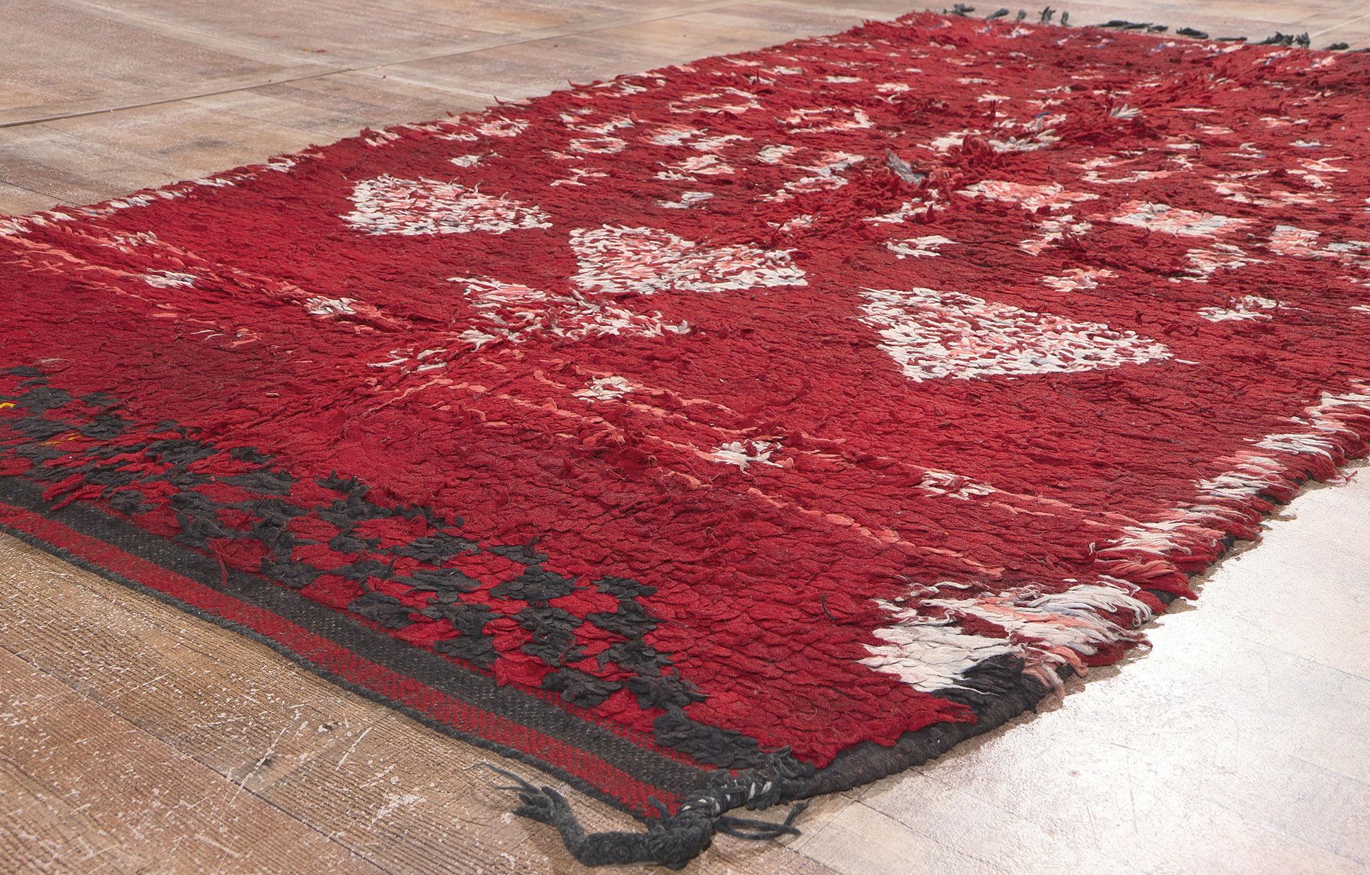 Wool Vintage Red Talsint Moroccan Rug, Cozy Boho Chic Meets Maximalist Style For Sale
