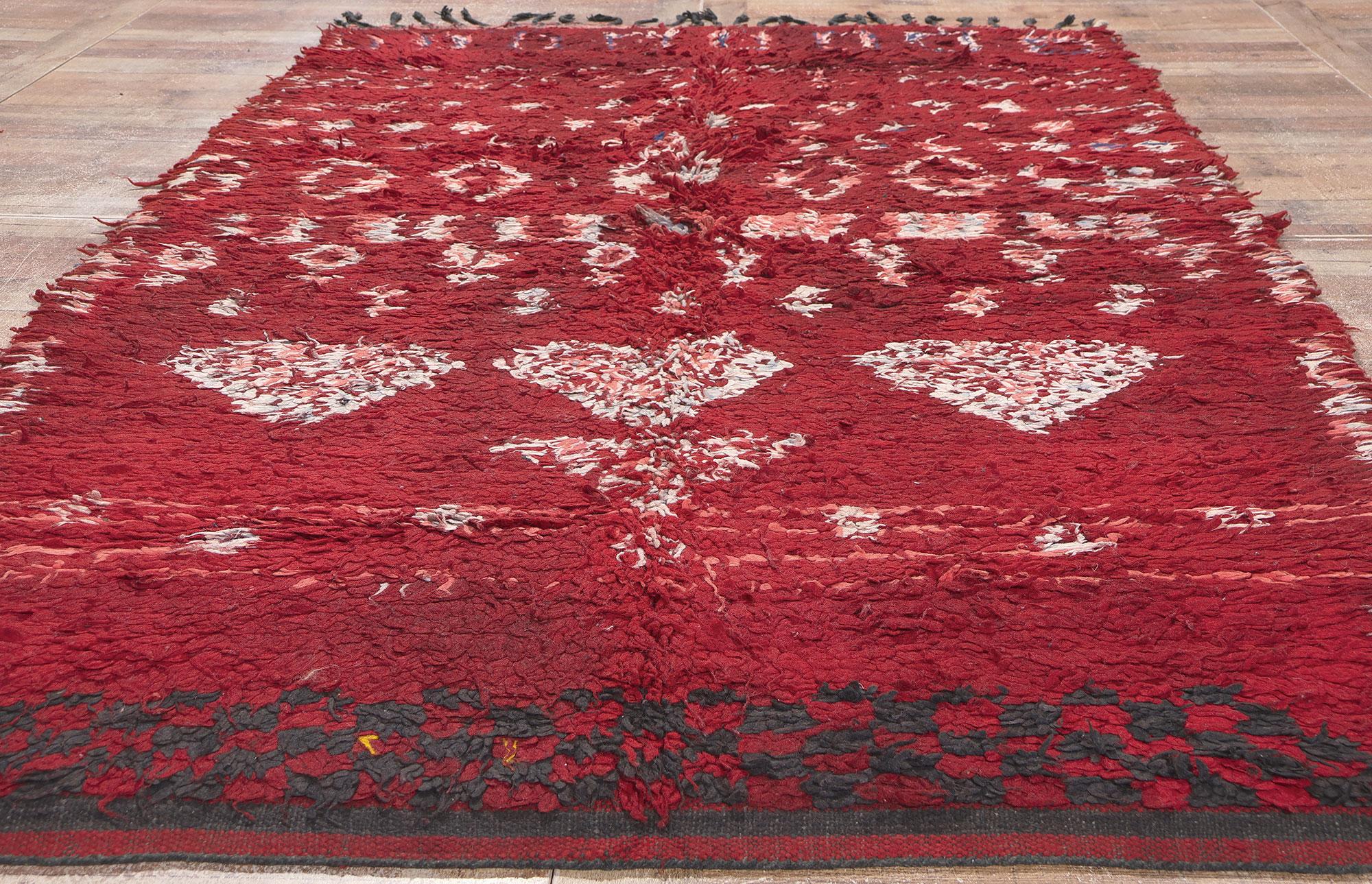 Vintage Red Talsint Moroccan Rug, Cozy Boho Chic Meets Maximalist Style For Sale 1