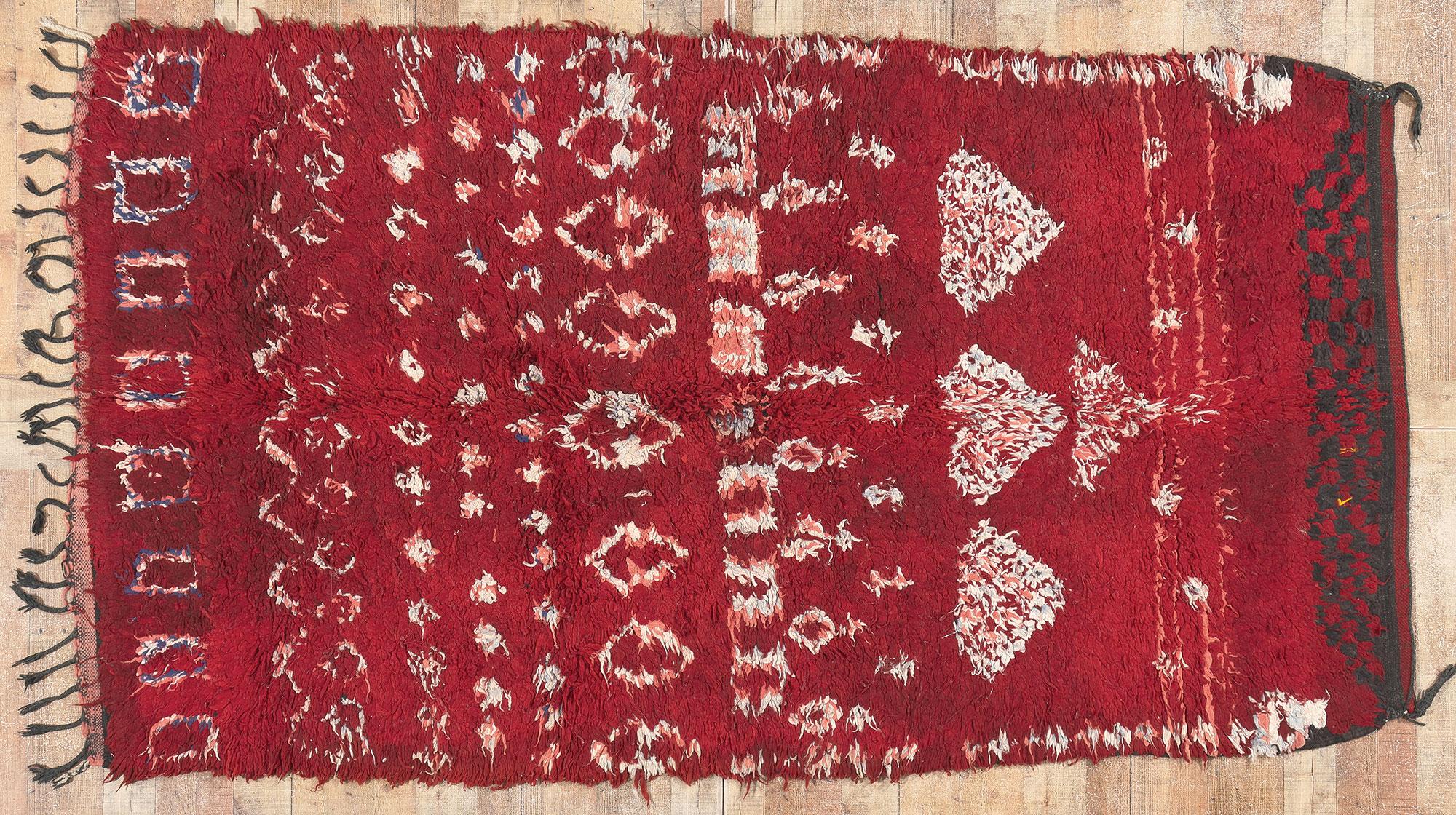 Vintage Red Talsint Moroccan Rug, Cozy Boho Chic Meets Maximalist Style For Sale 2