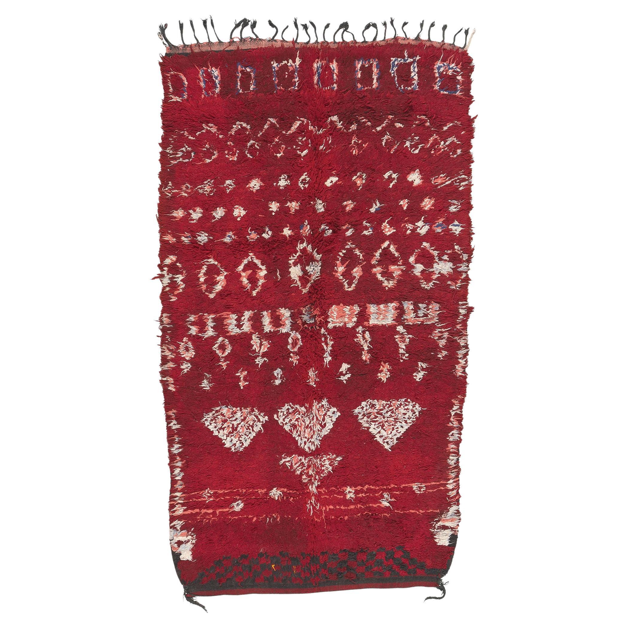 Vintage Red Talsint Moroccan Rug, Cozy Boho Chic Meets Maximalist Style For Sale