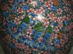 Contemporary Red Blue Imari Porcelain Vase by Japanese Master Artist