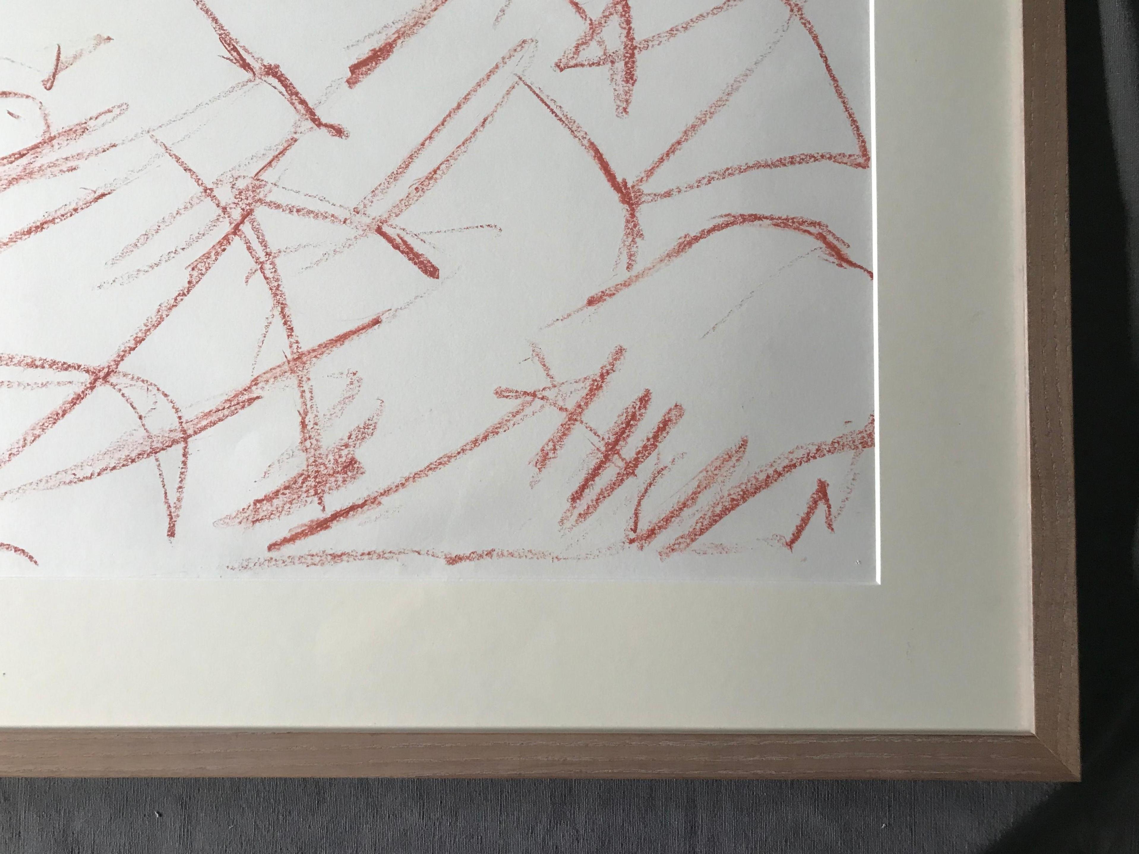 Dessin contemporain à la craie rouge Bon état - En vente à New York, NY
