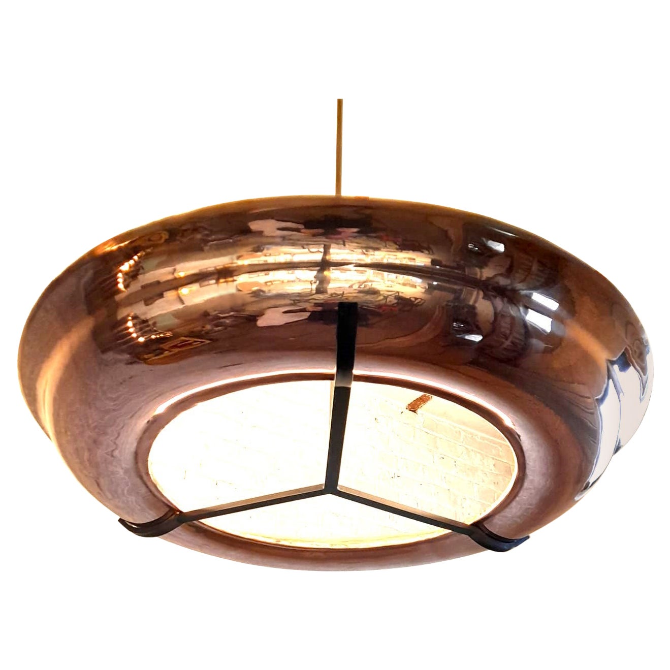 Lámpara led colgante contemporánea con cúpula roja