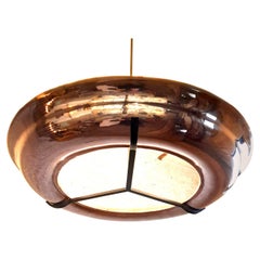 Lampe suspendue contemporaine à cuivre rouge à led
