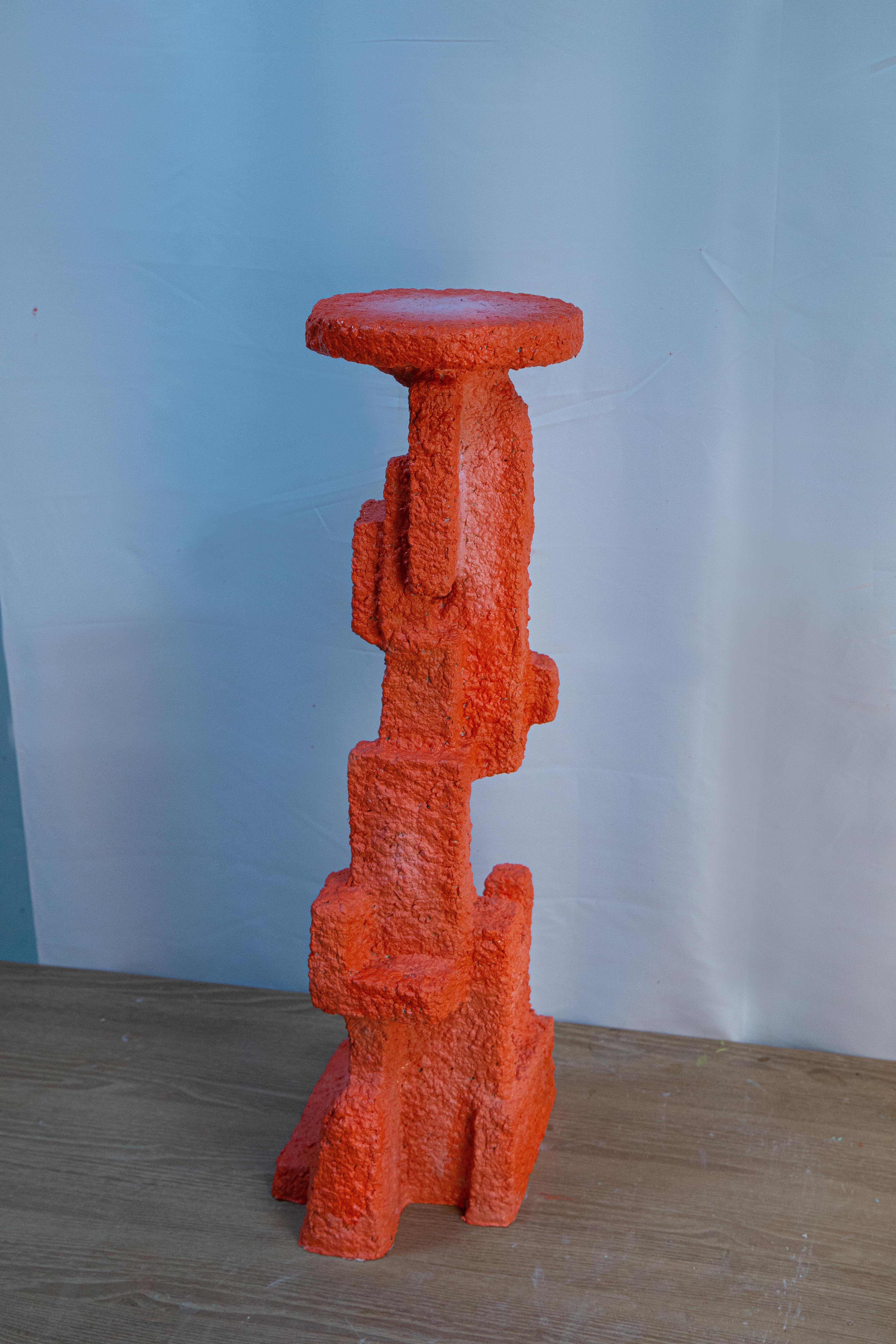 Modern Contemporary Red Figure Side Table in Paper Pulp For Sale