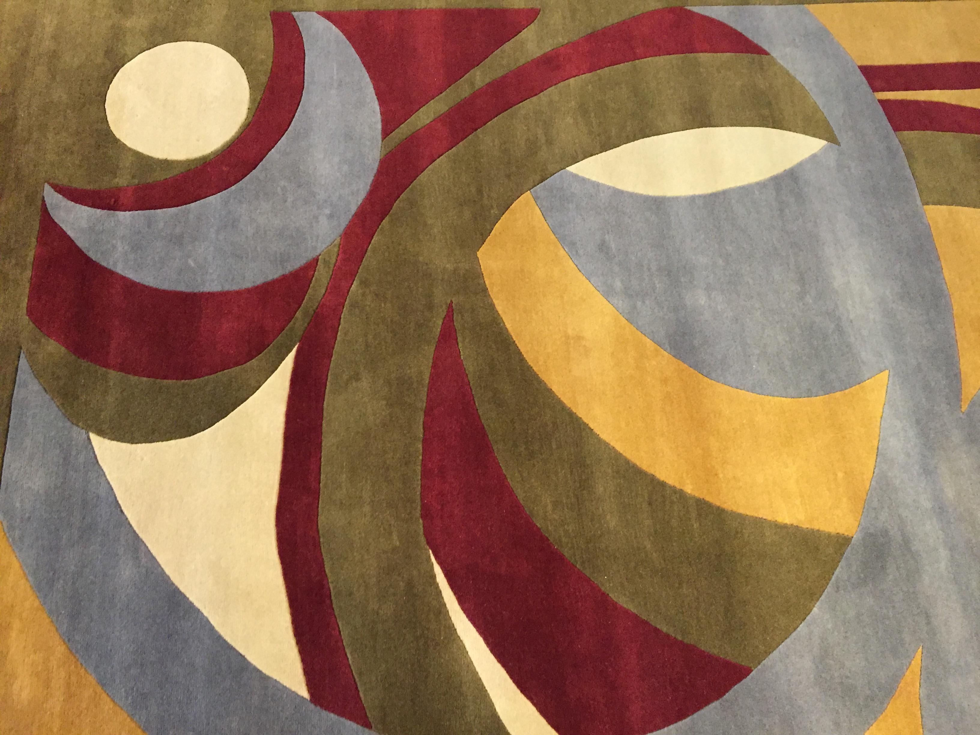 Zeitgenössischer Boralevi's Design Teppich aus natürlicher Wolle in Rot, Grün, Gelb und Grau im Angebot 6