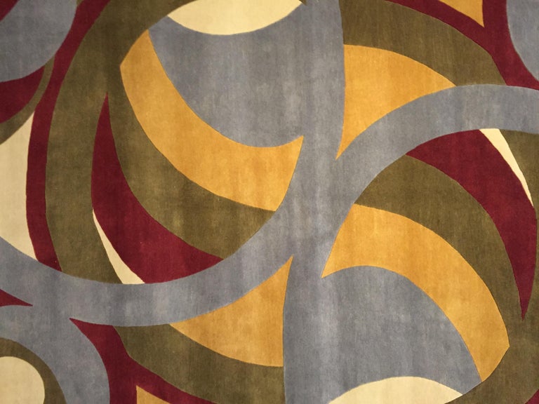 Contemporary Red Green Yellow and Grey Natural Wool Boralevi's Design ...