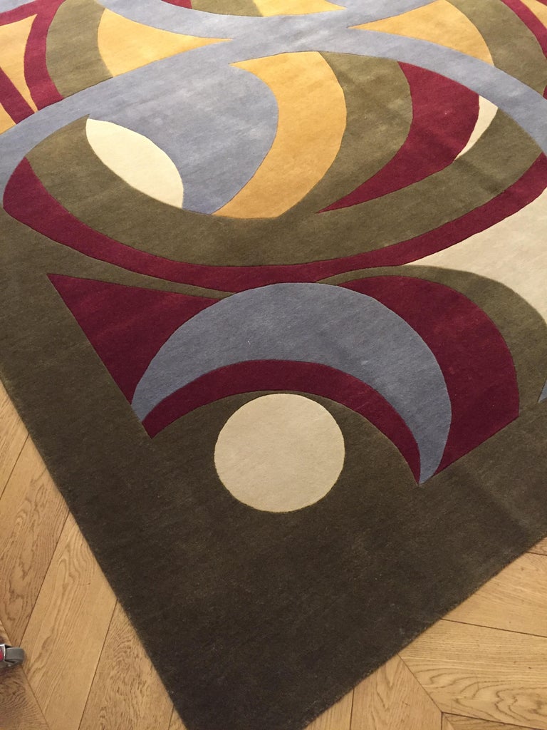 Contemporary Red Green Yellow and Grey Natural Wool Boralevi's Design ...
