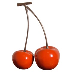 Contemporary Red Lacquer and Copper Cherries Sculpture by Robert Kuo, Limited